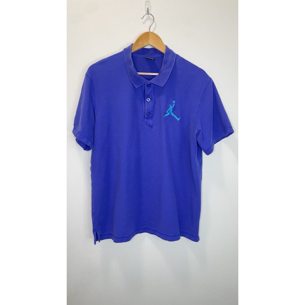 Nike Air Jordan Jumpman Polo Shirt Short Sleeve Collared Blue Purple Mens XL